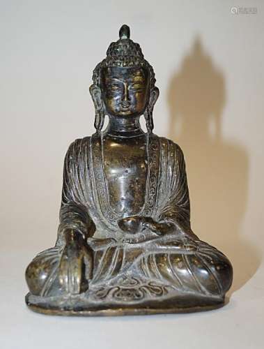 ChineseAntiquesandArtBronzefigure,MeditatingBuddha-H.15.2cm.Heavy[...]