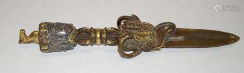ChineseAntiquesandArtPhurba,Tibet-L.34cm.Brass,copper,silverandcentral[...]