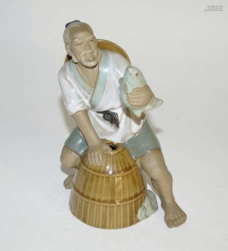 ChineseAntiquesandArtFischer,ceramicfigure-H.17.5cm.Brownbody,partly[...]