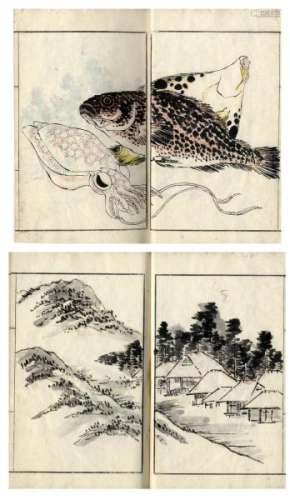JapaneseWoodblockPrintsInStyleofBumpoBookdesign,landscapes,plants,animals[...]