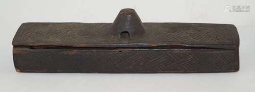 AfricanArtRectangularwoodenbox,DRCongoCuba-H.3.5cm,L.25.5cm.Beautiful[...]