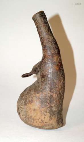 AfricanArtCalabash,Mali-H.23.5cm.Animalskin,ironeyelet(rusty).Thick[...]