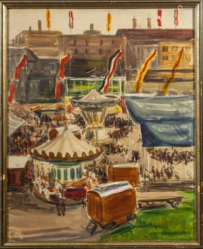 EuropeanModernArtHuppert,Willy1899-1979Fair,dat.1933/Gouache-45x36cm.[...]