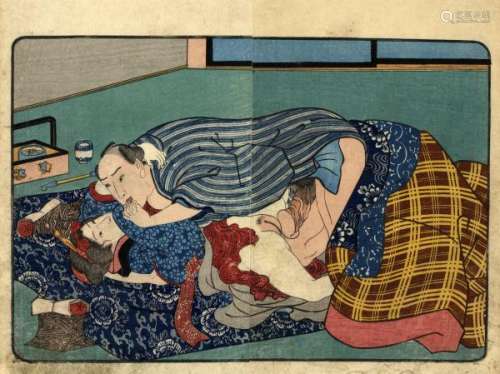 JapaneseWoodblockPrintsKuniyoshi,Utagawa1798-1861Shunga,double-pagespread-[...]