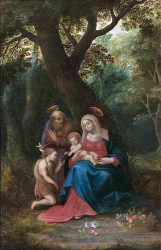 Adriaen van Stalbemt(Antwerpen 1580 - Antwerpen 1662)Die Heilige Familie mit dem JohannesknabenÖl/