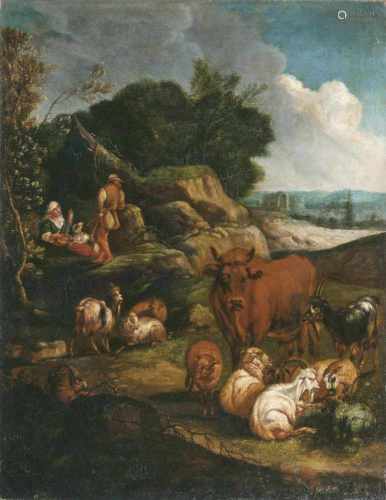 Johann Heinrich Roos(Otterberg 1631 - Frankfurt/M. 1685), zugeschr.Hirten mit ihrer HerdeÖl/Lw.,