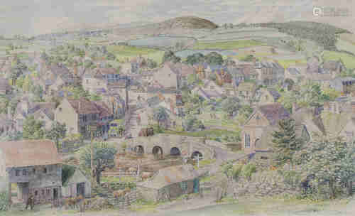 Stanley Roy Badmin - 'Clun, Shropshire', 20th century watercolour, signed and titled recto, titled