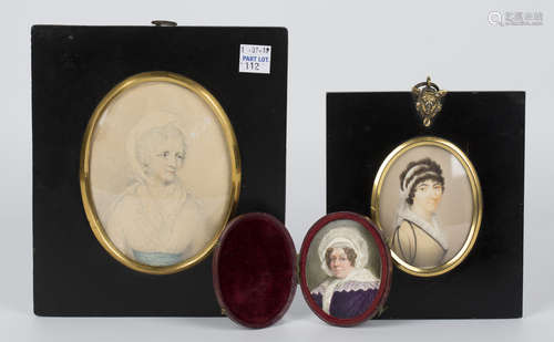 French School - Oval Miniature Portrait of a Lady, early 19th century watercolour on ivory, 8cm x