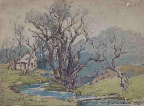 Samuel John Lamorna Birch - Lamorna Valley, watercolour, signed, inscribed and dated 1952, 18.5cm