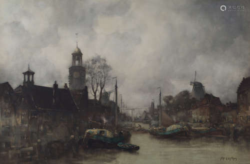 John Ernest Aitken - 'Delfshaven, Rotterdam', 19th century watercolour, signed recto, titled label