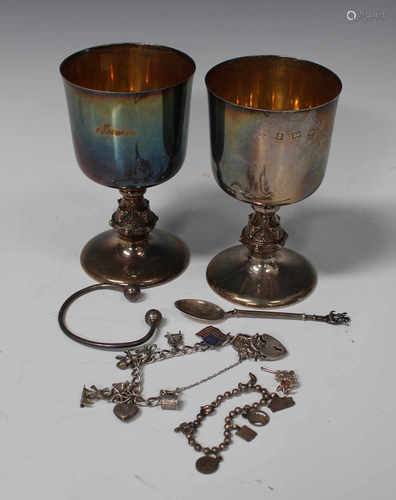 Two Elizabeth II silver goblets, Birmingham 1971 and 1973 by Barrowclift Silvercraft, heights 12.