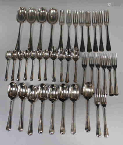 A late Victorian and later harlequin canteen of silver Hanoverian Rat Tail pattern cutlery,