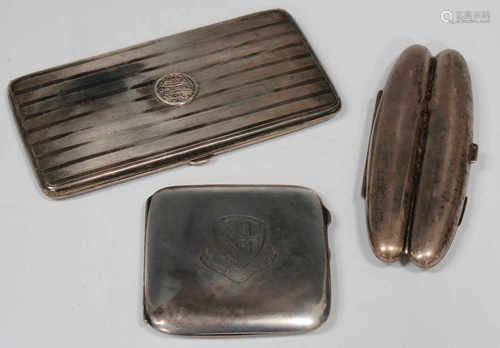 An Edwardian silver twin cigar case, monogram engraved, Birmingham 1902 by A. & J. Zimmerman Ltd,