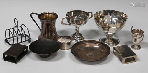 A small group of assorted silver items, including a christening tankard of waisted form, London 1920