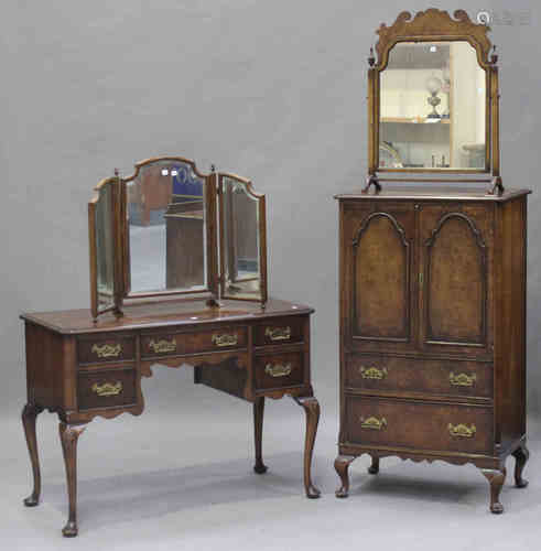 A 20th century Queen Anne style walnut cabinet-on-chest, height 122cm, width 69cm, depth 45cm,