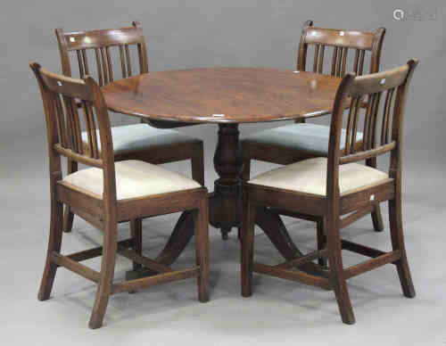 A Victorian mahogany circular tip-top supper table, height 70cm, diameter 99cm, together with a