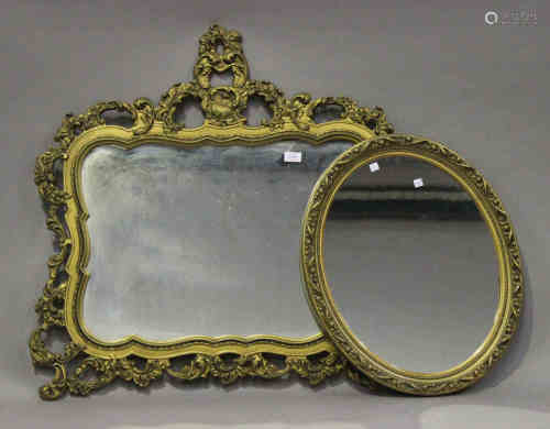 A 20th century gilt painted composition framed wall mirror, 85cm x 90cm, together with a similar