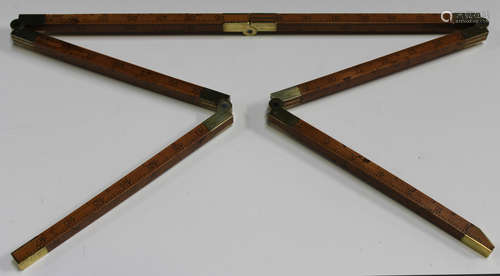 A late 19th century boxwood and brass mounted six-piece multiple-folding cask gauging dip rod