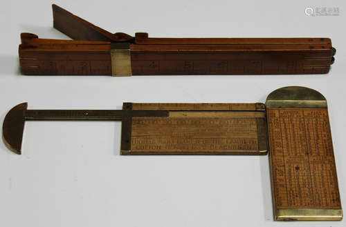 A 19th century boxwood and brass mounted folding shoe measuring gauge, one side detailed in