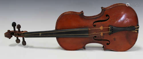 A violin with two-piece back, bearing interior label marked 'Nicolas Bertholini... Fecit anno 1810',