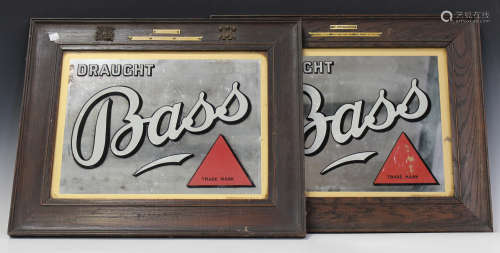 A pair of early 20th century 'Draught Bass' advertising mirrors, detailed 'London Sand Blast E.3',