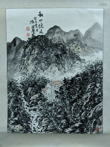 陳國慶 山水 紙本 鏡片