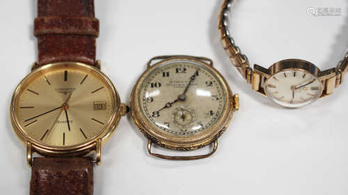 An Alfred Wolf gilt metal circular cased wristwatch, the jewelled lever movement detailed 'Patent No