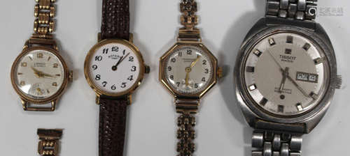 A J.W. Benson London 9ct gold octagonal cased lady's wristwatch, case width 2cm, on a 9ct gold