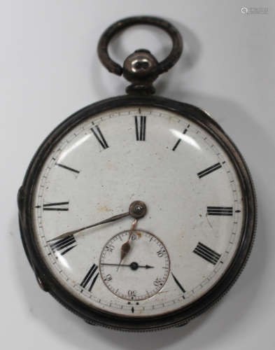 A Victorian silver cased keywind open-faced gentleman's pocket watch, the gilt fusee movement with a