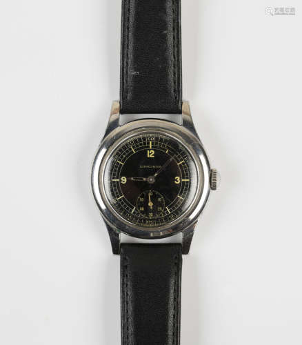 A Longines steel cased gentleman's wristwatch, circa 1951, the signed and jewelled movement numbered