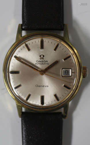 An Omega Automatic gilt metal fronted and steel backed gentleman's wristwatch, circa 1969, the