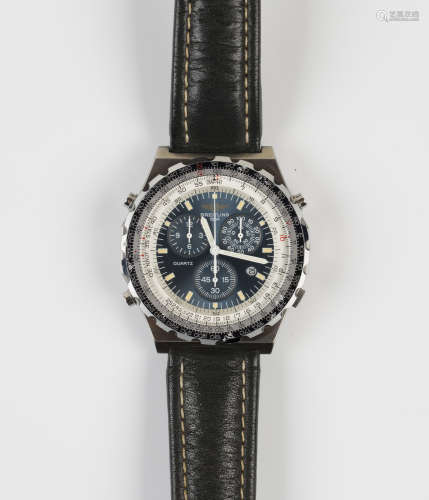 A Breitling Jupiter Pilot Navitimer quartz chronograph alarm stainless steel cased gentleman's