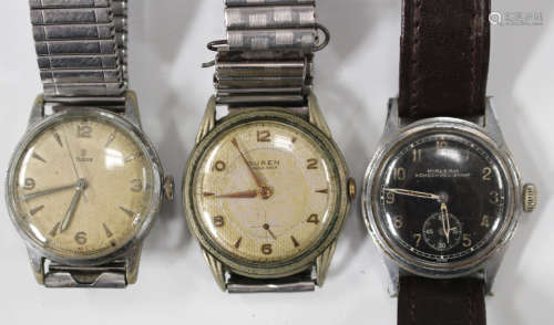 A Tudor chrome plated metal fronted and steel backed gentleman's wristwatch, the signed silvered