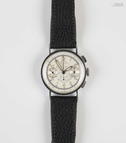 A Doxa Antimagnetique chronograph steel cased gentleman's wristwatch with a signed jewelled