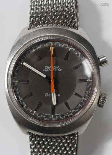 An Omega Chronostop steel cased gentleman's wristwatch, circa 1968, with a signed jewelled movement,