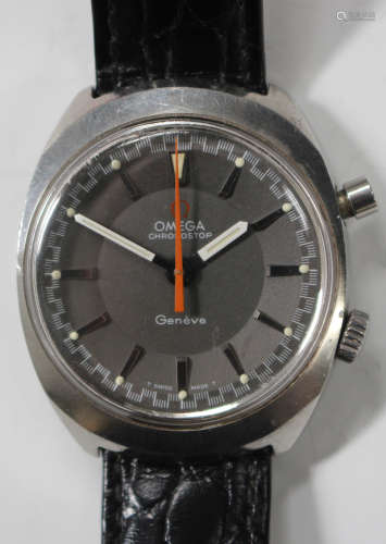 An Omega Chronostop steel cased gentleman's wristwatch, circa 1969, the signed jewelled movement