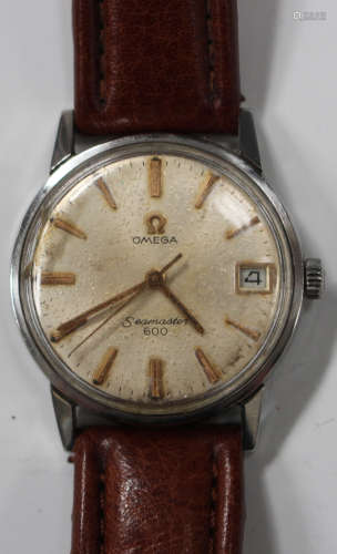 An Omega Seamaster 600 stainless steel cased gentleman's wristwatch, circa 1966, the signed jewelled