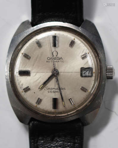 An Omega Automatic Seamaster Cosmic steel cased gentleman's wristwatch, the signed silvered dial
