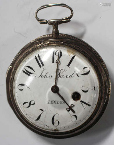 A European keywind open-faced gentleman's front winding pocket watch with a gilt fusee movement,