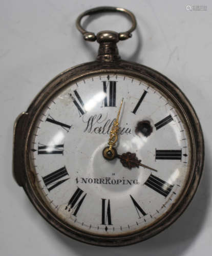 A European keywind open-faced gentleman's pocket watch, the gilt fusee movement signed to the