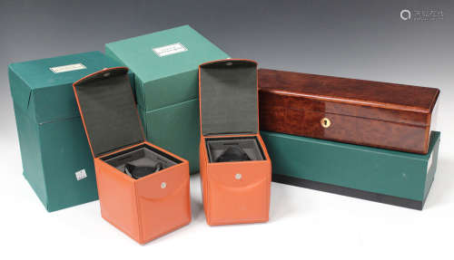 Two Underwood modular watch winders, cased and boxed, together with a Hillwood six-section watch