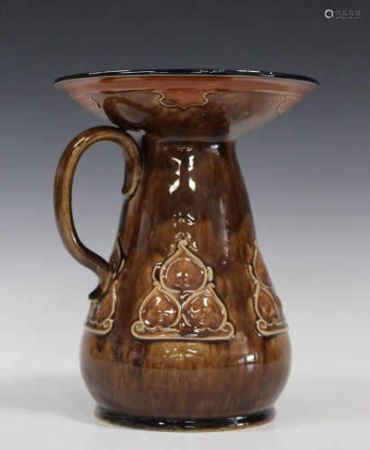 A Doulton Lambeth stoneware spittoon/cuspidor, late 19th century/early 20th century, with typical