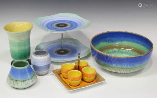 A group of mostly Shelley China Harmony pattern wares, 1930s, including a large bowl, covered in