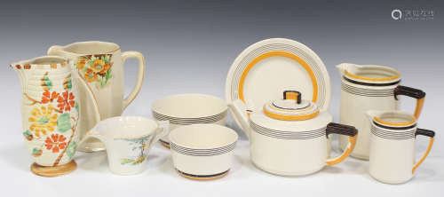 An Art Deco Royal Doulton Marquis pattern part service, 20th century, including teapot, two