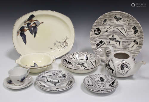 A collection of Midwinter decorative tablewares, including Homemaker and Wild Geese pattern wares.