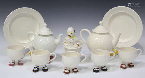 A group of Carltonware Walking Ware, including two graduated teapots, three plates, five teacups and