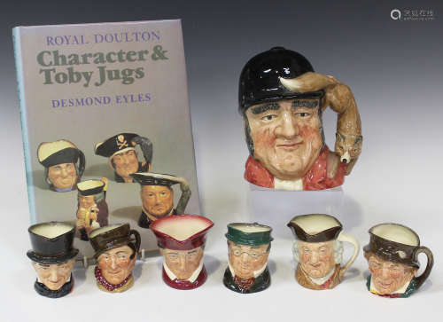 A large Royal Doulton character jug 'Gone Away', six small Royal Doulton character jugs,