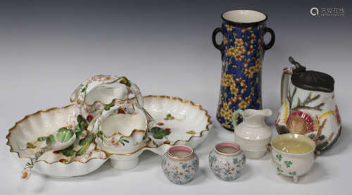 A group of decorative ceramics, late 19th/early 20th century, including a George Jones & Sons