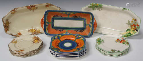 A collection of Art Deco ceramics, including two A.J. Wilkinson Ltd seven-piece sandwich sets,