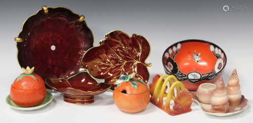 An assorted collection of mostly Carlton Ware, including three Rouge Royal dishes, a shell pattern